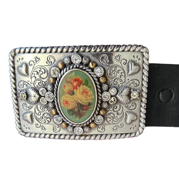 Floral Rhinestone Buckle Embossed Belt Cottagecore Western Romantic 
35–41” main image 5